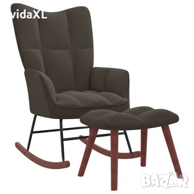 vidaXL Люлеещ стол с табуретка, тъмносив, кадифе(SKU:328151, снимка 1 - Столове - 45021275