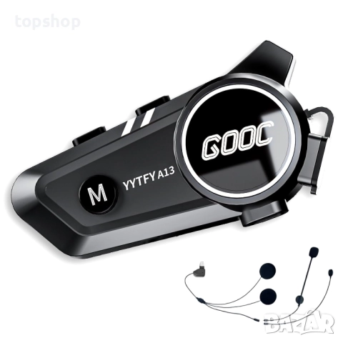 Нов интерком за каска YYTFY Мотоциклетни Bluetooth слушалки с гласов асистент, интерком слушалки...