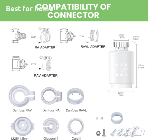 Комплект термостат за радиатор MOES, програмируем, енергоспестяващ, снимка 8 - Отоплителни печки - 53357673