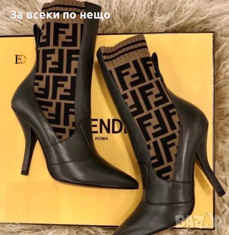 Дамски боти на ток Fendi - Различни цветове Код D611, снимка 6 - Дамски боти - 46878986