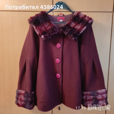 ДАМСКО БЪЛГАРСКО ВЪЛНЕНО ПАЛТО ЦВЯТ ВИШНЕВО ХЛ СУПЕР ЕВТИНО!, снимка 8 - Палта, манта - 52090304