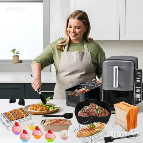 21 броя аксесоари за въздушен фритюрник Ninja Double Stack XL 9.5L Air Fryer SL400UK, снимка 8 - Фритюрници - 49276126