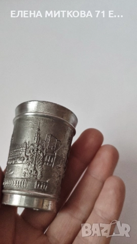 Комплект от 6 малки чашки/шотове от релефен калай масивни, снимка 9 - Други ценни предмети - 52697404