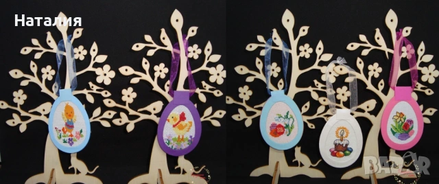 Ръчно бродирани великденски яйца, картички и книгоразделители, снимка 3 - Декорация за дома - 53615695