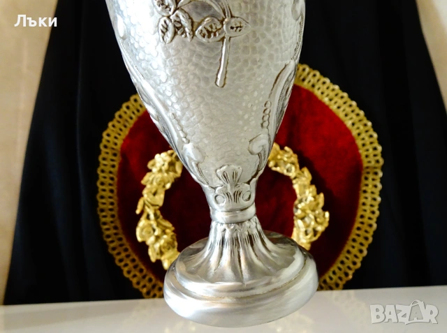 Калаен бокал,чаша за вино,роза,орнаменти Art Deco. , снимка 4 - Антикварни и старинни предмети - 53650285