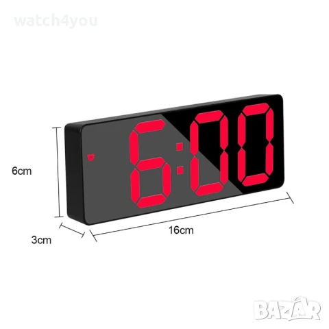 НОВ ПОСТОЯННО СВЕТЕЩ LED ЧАСОВНИK С ГОЛЕМИ СВЕТЕЩИ ЦИФРИ НА ТОК. СВЕТЕЩИ ЧАСОВНИЦИ. БУДИЛНИК АЛАРМА, снимка 3 - Други - 32819006