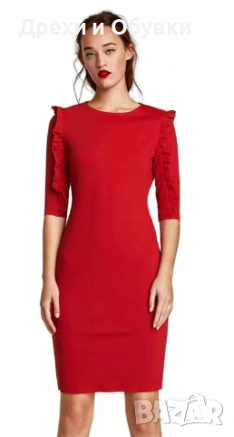 Червена рокля Zara , снимка 9 - Рокли - 54074125