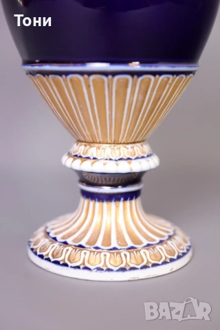 Meissen Майсен кобалтово синя ваза 39см 1во качество 1930г., снимка 5 - Вази - 53750924