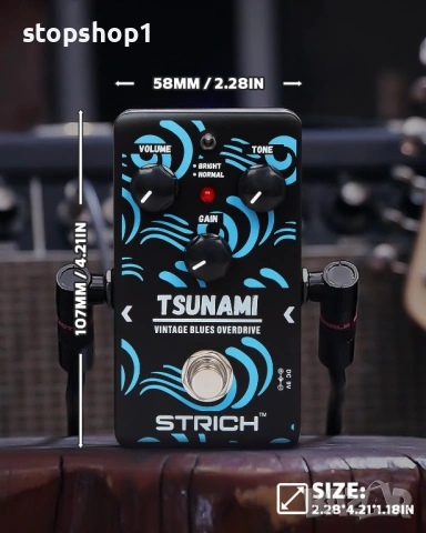 STRICH TSUNAMI Педал за китара с Overdrive, Blues Drive Vintage Overdrive режими Warm/Hot, снимка 2 - Китари - 54254257