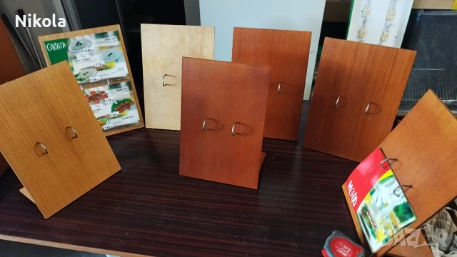 Меню дървена стойка - Дисплей за мхоголистово меню 23/34см, снимка 15 - Обзавеждане за заведение - 51173517