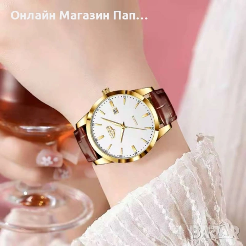 LIGE 89143 Дамски кварцов часовник с календар, водоустойчив, кожена каишка, снимка 5 - Дамски - 54053965