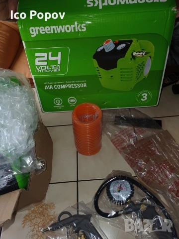 Акумулаторен компресор greenworks. 