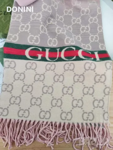 Дамски шал Gucci кашмир, снимка 8 - Шалове - 49205981