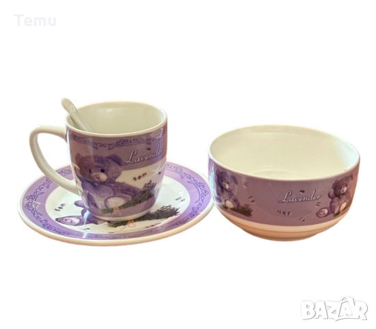 Комплект от чаша с чинийка и купичка, 2 варианта, подходящи за подарък