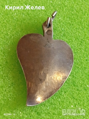 Сребърен медальон във формата на листо майсторска ръчна изработка 30593, снимка 5 - Колиета, медальони, синджири - 52621772