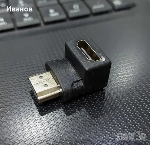 HDMI 2.0 ъглов адаптер 90°, преходник съединител (мъжко/женско), снимка 3 - Кабели и адаптери - 47412073