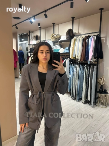 Сиво Дамско Сако , снимка 4 - Сака - 52885019