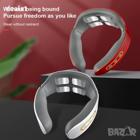 Jt-809 Електрически Пулсен Масажор за Врат с Функция за Затопляне Сив/Червен, снимка 8 - Масажори - 50535452