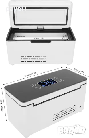 Кутия за охлаждане на лекарства, инсулин, преносим хладилник с USB, HD дисплей за дома и колата, снимка 4 - Хладилници - 48062632