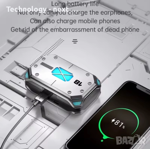 Смарт безжични слушалки TWS EM-M41, Bluetooth 5.2, LED дисплей, СИВО, снимка 4 - Bluetooth слушалки - 52880454