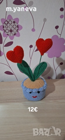 ръчно плетени цветя, снимка 6 - Изкуствени цветя - 53047041