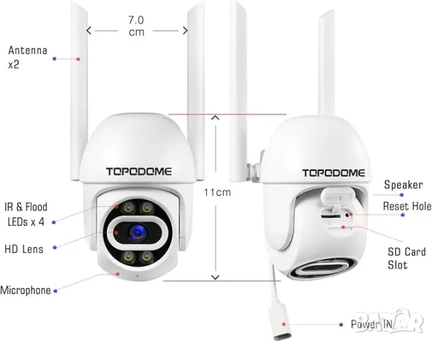 Комплект от две WIFI камери за видеонаблюдение,за външна употреба, снимка 6 - IP камери - 46943238