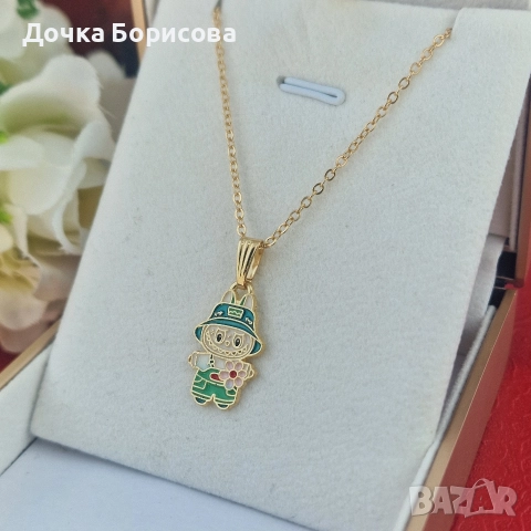 Колие- Labubu little farmer - blue hat 