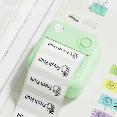 Мини термопринтер с подарък хартия и маркери принтер с Bluetooth, снимка 2 - Други - 50222898