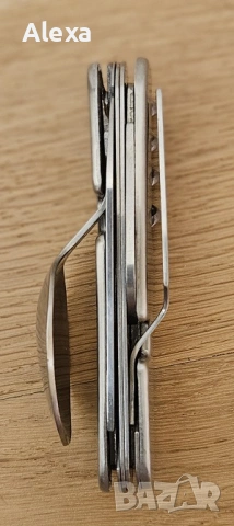 Къмпинг прибор 6 в 1 комбиниращ вилица лъжица отварачка ножче тирбушон шило, снимка 7 - Прибори за хранене, готвене и сервиране - 53541442