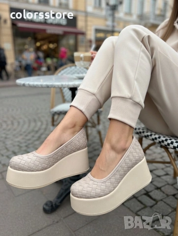 Обувки на платформа - бежова кожа - FG26 