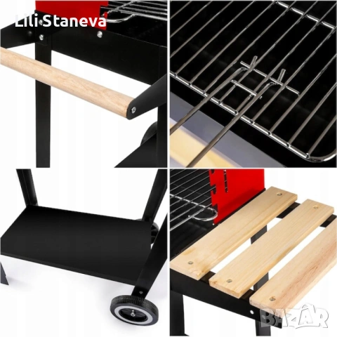 Градинско барбекю на колела, емайлирана стомана, 4 степени + Подарък 3 прибра. , снимка 5 - Градински мебели, декорация  - 53438630