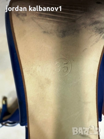 Подарявам - дамски сини лачени обувки на висок ток номер - 35 стелка - 22см. ток - 8см., снимка 5 - Дамски обувки на ток - 53806278