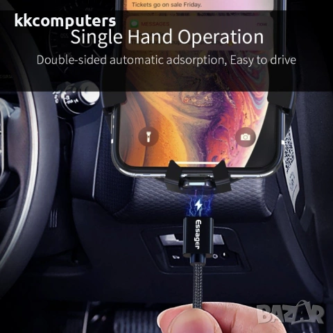 ESSAGER 3 в 1 Магнитен Кабел Lightning / Type-C / Micro USB 3A за Бързо Зареждане 1 м, снимка 6 - Оригинални зарядни - 54087724