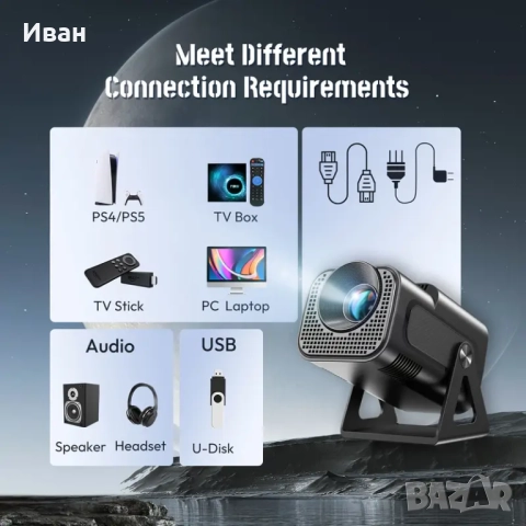 Преносим видео проектор XGODY Gimbal 5 Mini, снимка 3 - Плейъри, домашно кино, прожектори - 51770828