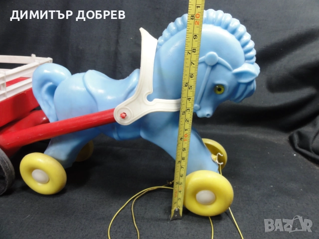 СТАРА РЕТРО СОЦ УНГАРСКА ПЛАСТМАСОВА ИГРАЧКА КОН С КАРУЧКА DMSZ, снимка 11 - Колекции - 52752841