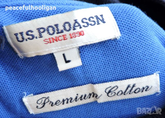 U.S.POLO ASSN Premium Cotton - Мъжка  черна тениска с яка размер L, снимка 11 - Тениски - 46798686