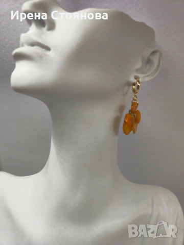 Мини обечки с естествен цвят на мини градинска теменужка. , снимка 6 - Обеци - 53737924