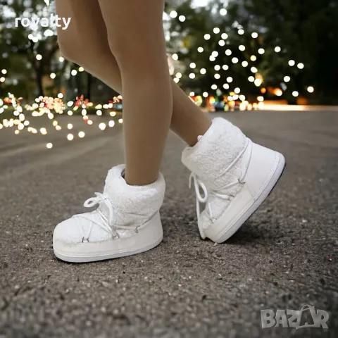 Апрески на платформа - бяла кожа