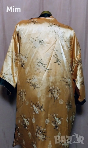 L Черен сатенен халат с двойно лице в китайски стил с бродерия дракон , снимка 9 - Нощници - 54073718