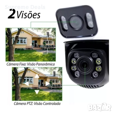 A28 6MP WiFi IP камера с двоен обектив и нощно виждане, PTZ контрол , снимка 4 - IP камери - 54161030