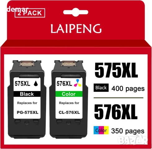 LAIPENG PG-575XL CL-576XL Касети с мастило за Canon PIXMA TS3550i,TS3551i,TR4750 (1 черна, 1 цветна), снимка 1