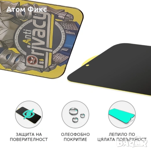 Стъклен протектор за APPLE iPhone 14 Pro/ 15/ 16 Anti-Static Privacy, снимка 4 - Фолия, протектори - 54065319