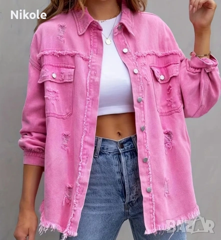 Дамско розово яке - дънково, снимка 2 - Якета - 53752989