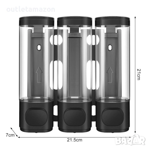 Дозатор за сапун, 3 в 1, капацитет 300 мл, стенен монтаж, ABS, модерен, комплект, снимка 3 - Други стоки за дома - 52664241