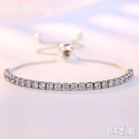 SMTCAT Сребърна Гривна 925 с 3мм CZ и Регулируема Верижка, снимка 5 - Гривни - 52463463