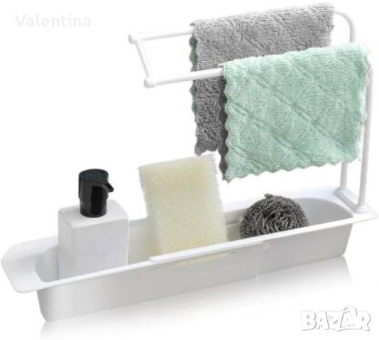 Компактен бял органайзер за кухненска мивка или вана, снимка 2 - Аксесоари за кухня - 46069488