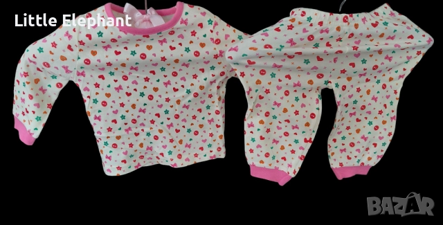 Пижамка от две части сърца,копчета и панделки за 9-12 мес момиченце/,Англиянова