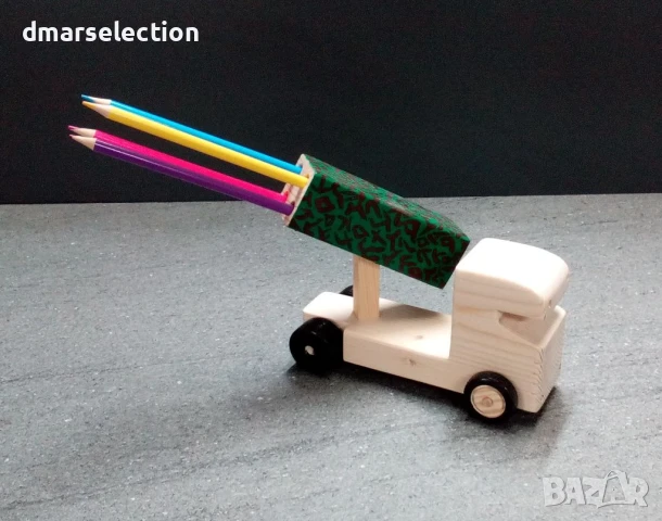 Декоративно дървено камионче - моливник DMAR 307M2, снимка 4 - Декорация за дома - 50962992