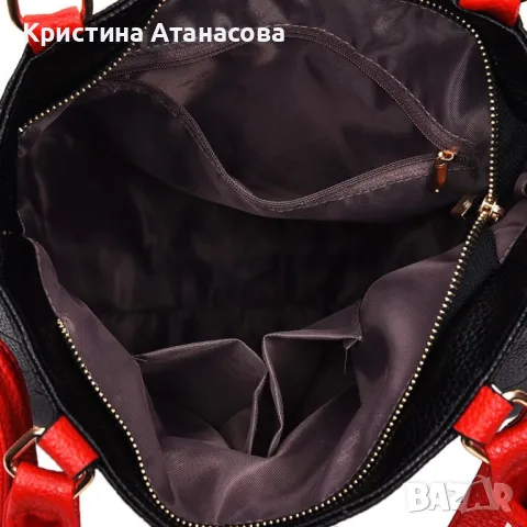 Комплект ежедневна кожена чанта + малка чантичка BAG75, снимка 2 - Чанти - 47756874