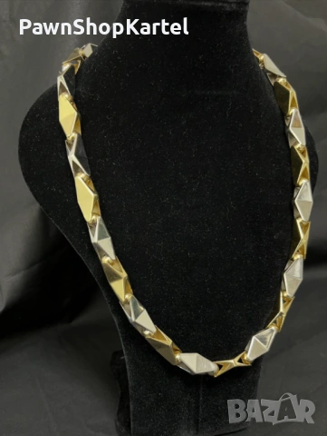 латен синджир от бяло и жълто злато – масивен модел